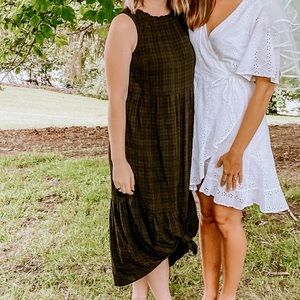 Black Maxi Dress with Plaid Pattern